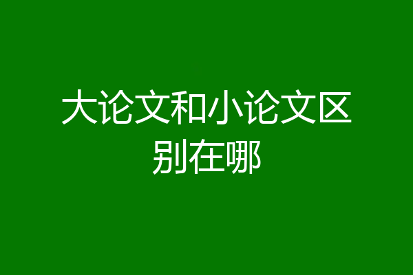 大论文和小论文区别在哪