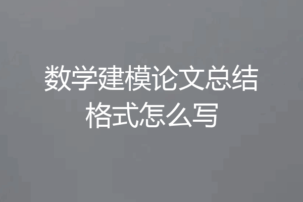 数学建模论文总结格式怎么写