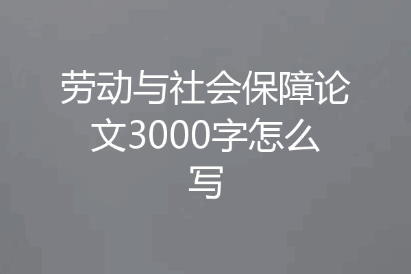 劳动与社会保障论文3000字怎么写