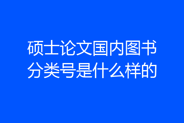 硕士论文国内图书分类号是什么样的