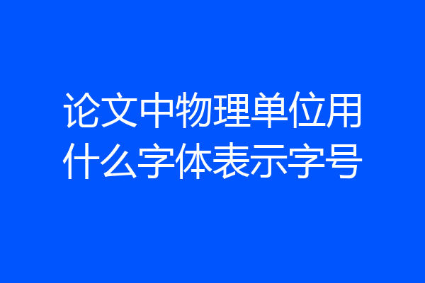 论文中物理单位用什么字体表示字号