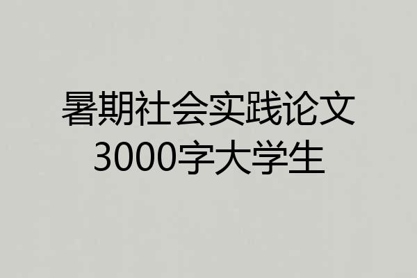 暑期社会实践论文3000字大学生