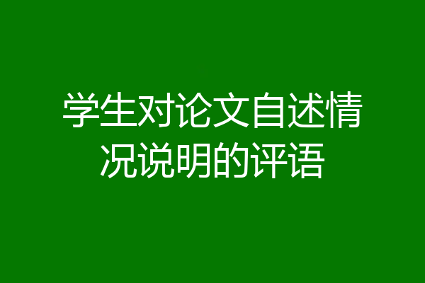 学生对论文自述情况说明的评语