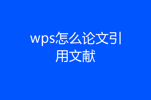 wps怎么论文引用文献