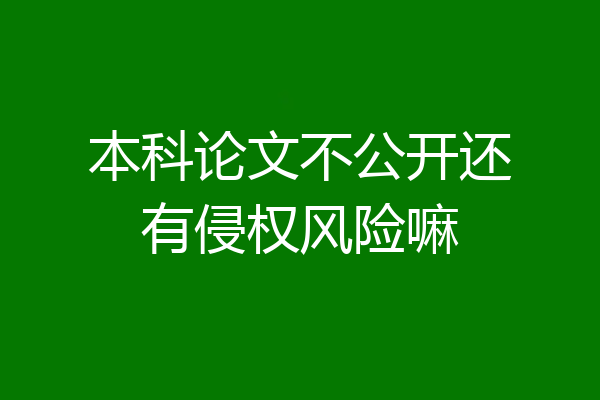 本科论文不公开还有侵权风险嘛
