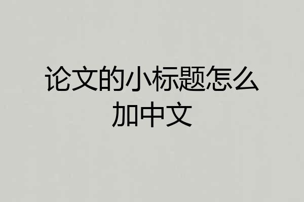 论文的小标题怎么加中文