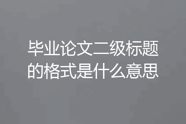 毕业论文二级标题的格式是什么意思