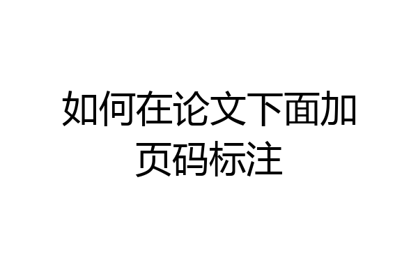 如何在论文下面加页码标注