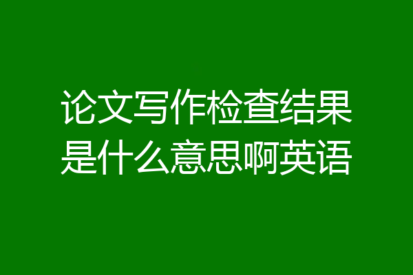 论文写作检查结果是什么意思啊英语