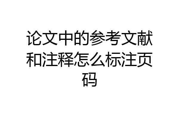 论文中的参考文献和注释怎么标注页码