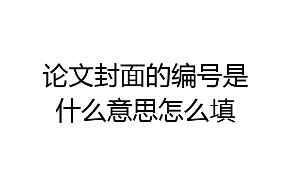论文封面的编号是什么意思怎么填