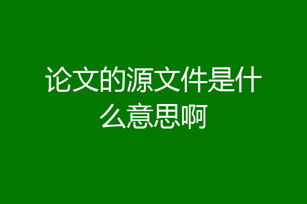 论文的源文件是什么意思啊