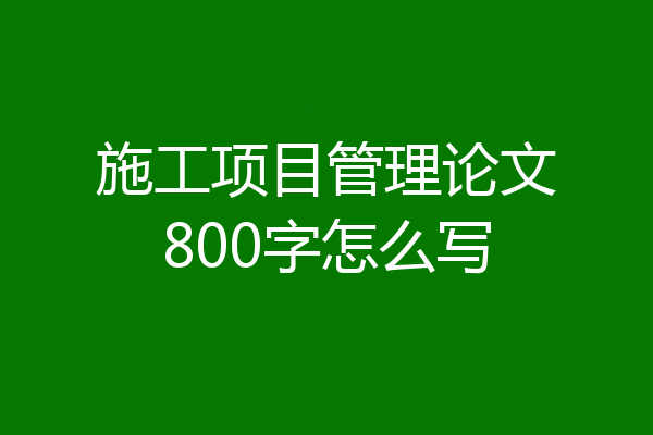 施工项目管理论文800字怎么写