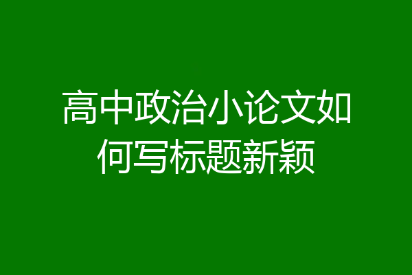 高中政治小论文如何写标题新颖