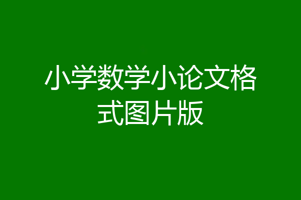 小学数学小论文格式图片版