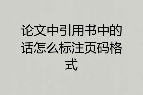 论文中引用书中的话怎么标注页码格式
