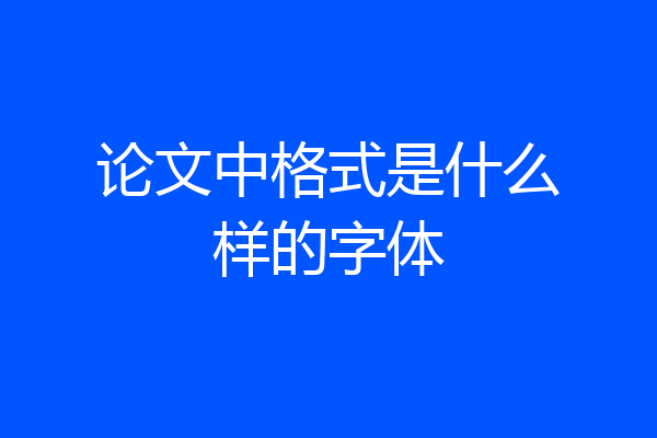 论文中格式是什么样的字体