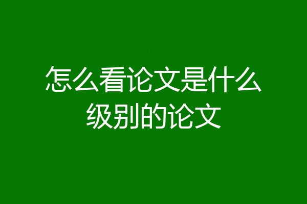 怎么看论文是什么级别的论文