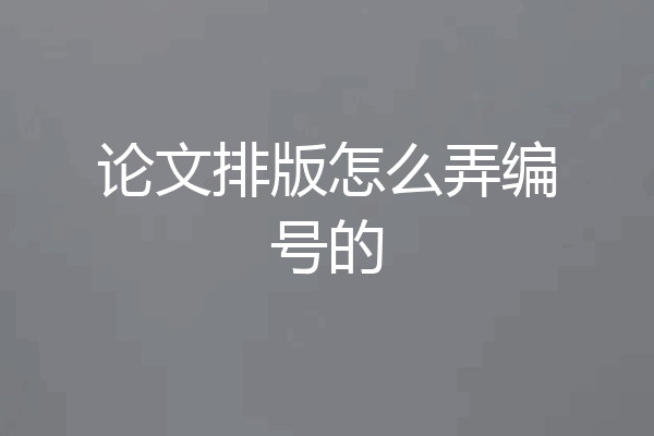 论文排版怎么弄编号的