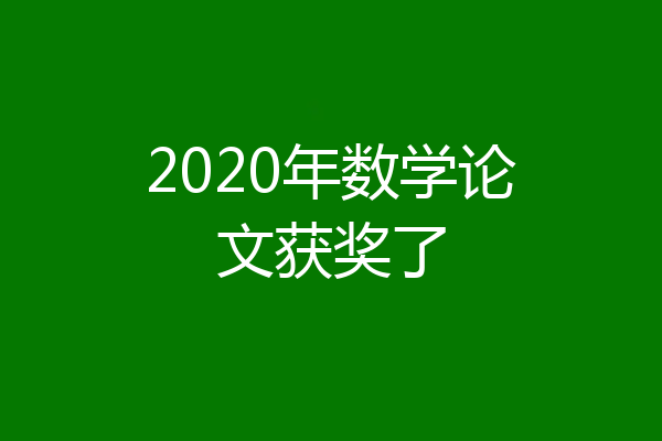 2020年数学论文获奖了