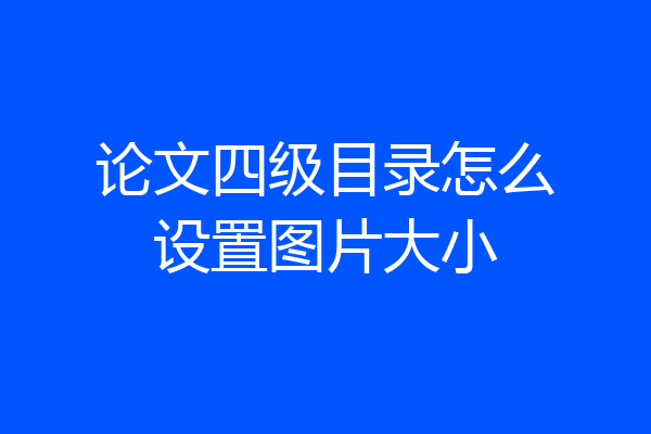 论文四级目录怎么设置图片大小
