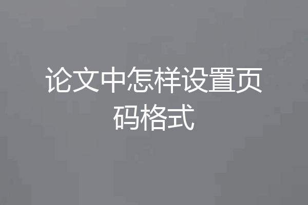 论文中怎样设置页码格式