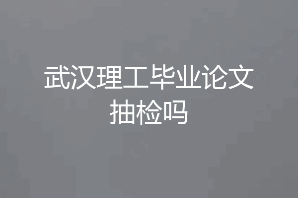 武汉理工毕业论文抽检吗