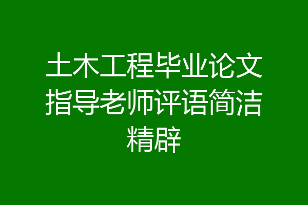 土木工程毕业论文指导老师评语简洁精辟