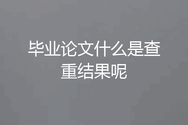毕业论文什么是查重结果呢