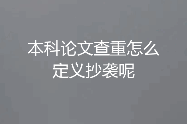 本科论文查重怎么定义抄袭呢