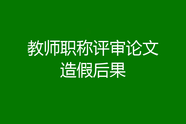 教师职称评审论文造假后果
