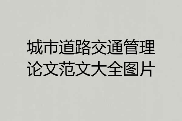 城市道路交通管理论文范文大全图片