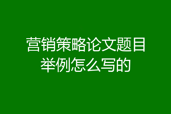 营销策略论文题目举例怎么写的