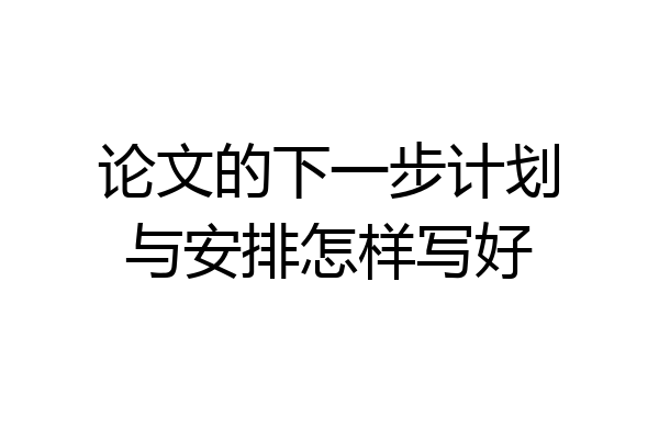 论文的下一步计划与安排怎样写好