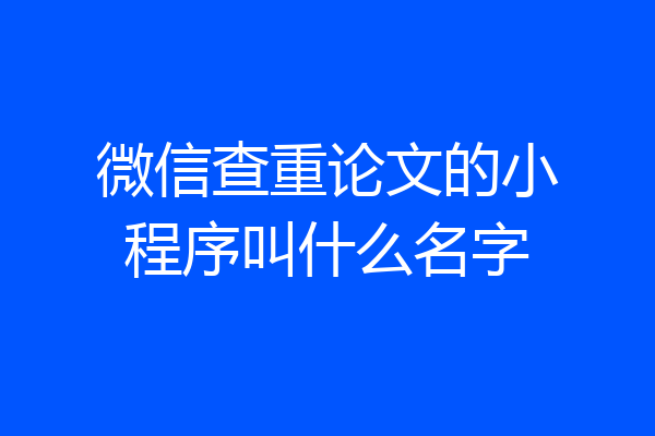 微信查重论文的小程序叫什么名字