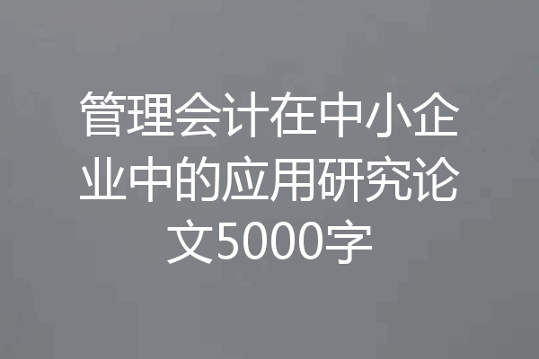 管理会计在中小企业中的应用研究论文5000字