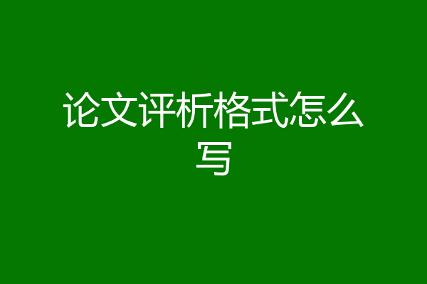 论文评析格式怎么写