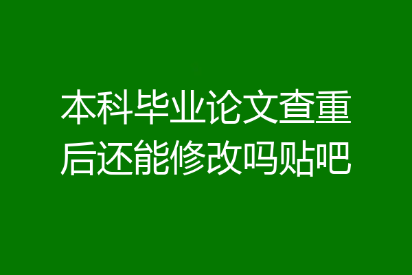 本科毕业论文查重后还能修改吗贴吧