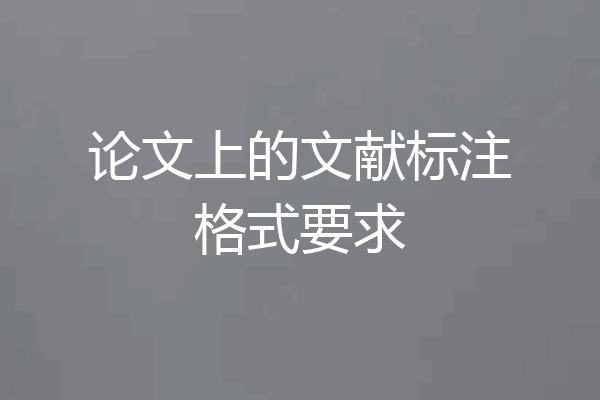 论文上的文献标注格式要求