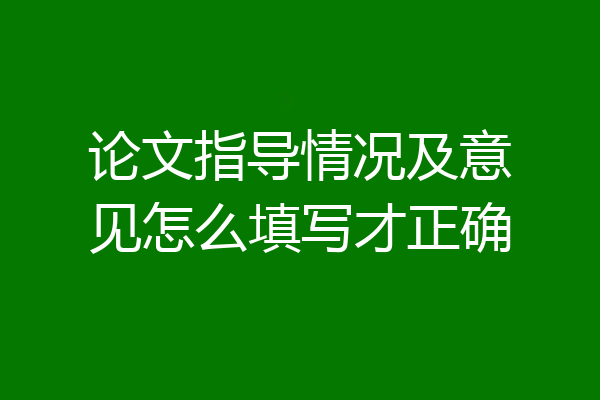 论文指导情况及意见怎么填写才正确