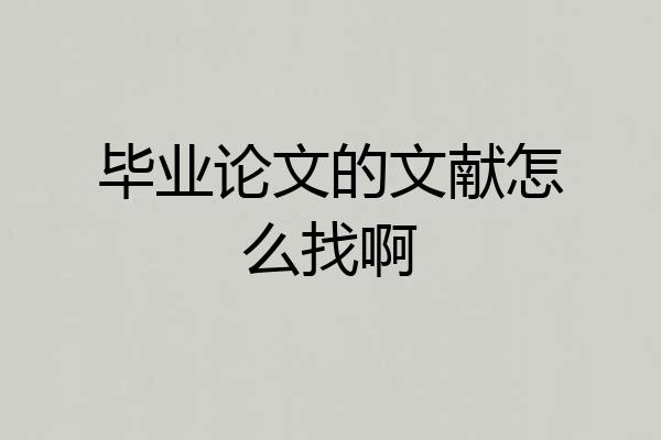 毕业论文的文献怎么找啊