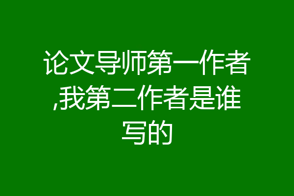 论文导师第一作者,我第二作者是谁写的