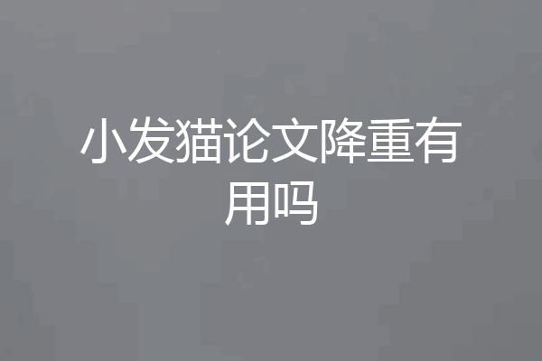 小发猫论文降重有用吗