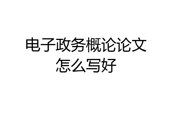 电子政务概论论文怎么写好
