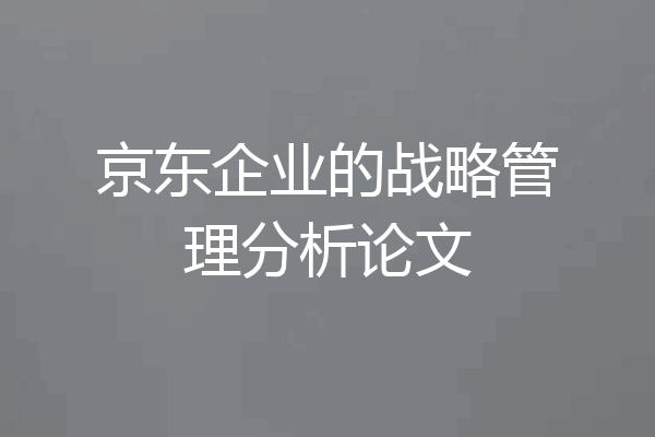 京东企业的战略管理分析论文