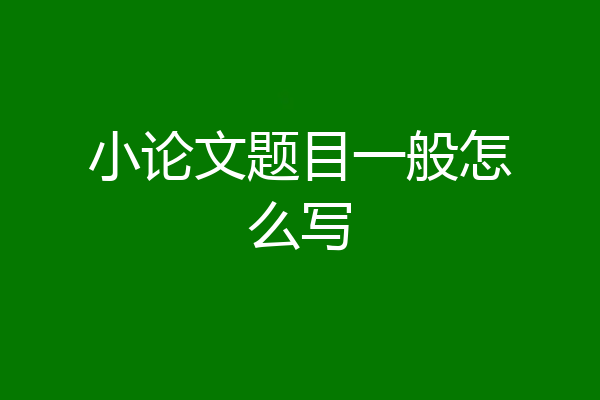 小论文题目一般怎么写