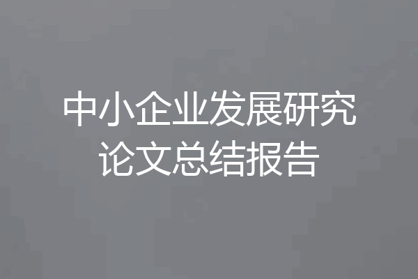 中小企业发展研究论文总结报告