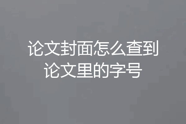 论文封面怎么查到论文里的字号