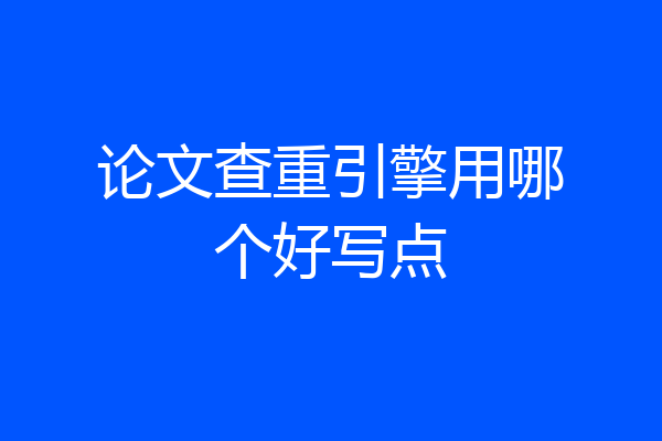 论文查重引擎用哪个好写点