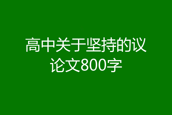 高中关于坚持的议论文800字